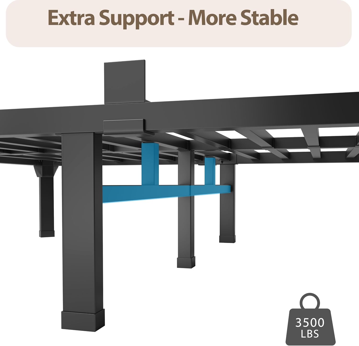 ROIL 18 Inch Queen Size Bed Frame with Mattress Slide Stopper - Double Black Basic Anti Squeak Steel Slats Metal Platform, Heavy Duty Noise Free Easy Assembly Bedframes, No Box Spring Needed