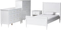 Baxton Studio Roni White Wood 4-Piece Full Bedroom Set with Scalloped Edges