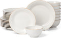 Lenox Dinnerware Sets, French Perle Groove White 24-Piece Dinnerware Set, Service For 8, Stoneware, Dishwasher Safe, Microwave Safe, Bowls, Plates And Bowls, Dinner Dishes, Plates (White, 24 Piece)