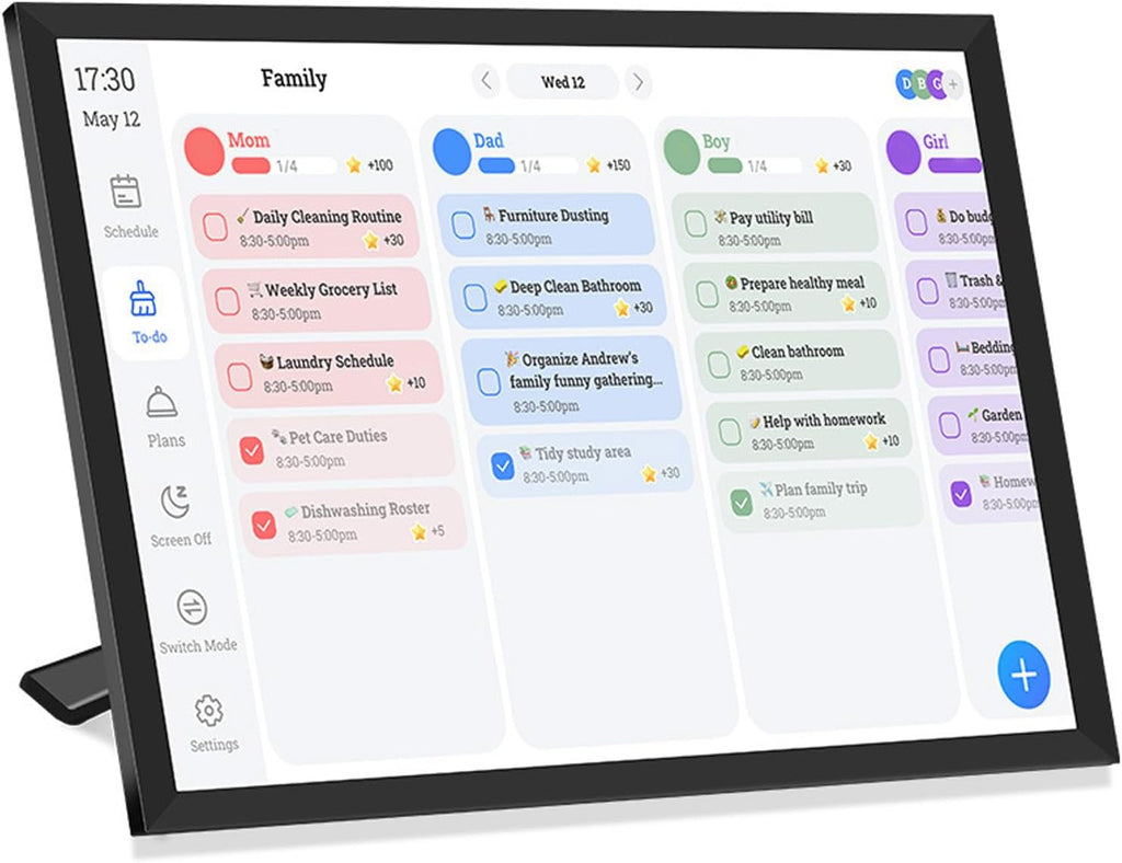 Jiawu 10.1 Inch Smart Digital Calendar Planner & Chore Chart, HD Touch Screen Interactive Display for Family Schedules, Desk Smart Calendar Seamless Scheduling