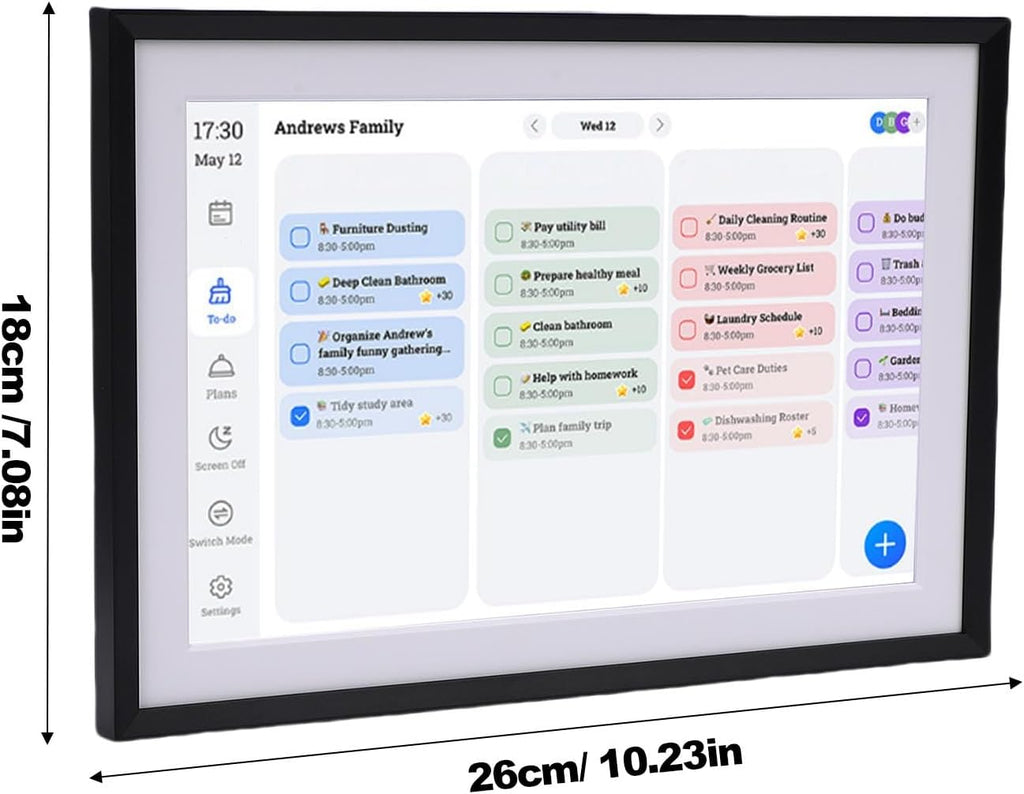 Eujgoov 10.1 Inch Smart Digital Calendar HD Touchscreen Family Planner and Digital Photo Frame (US Plug)