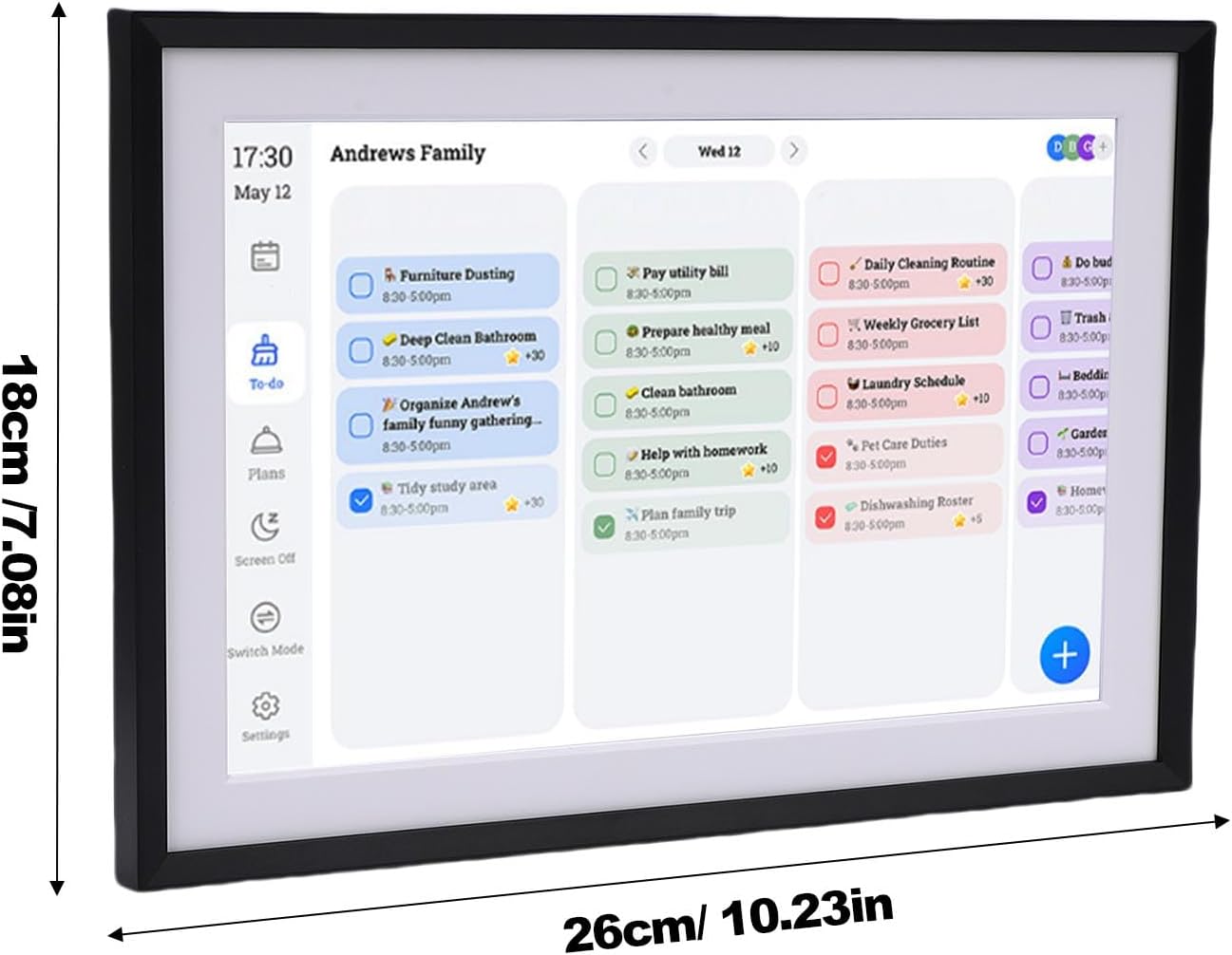 10.1 Inch Smart Digital Calendar, HD Touchscreen Family Planner with Storage and Photo Display, for Household Organization and Dinner Planning (US Plug)