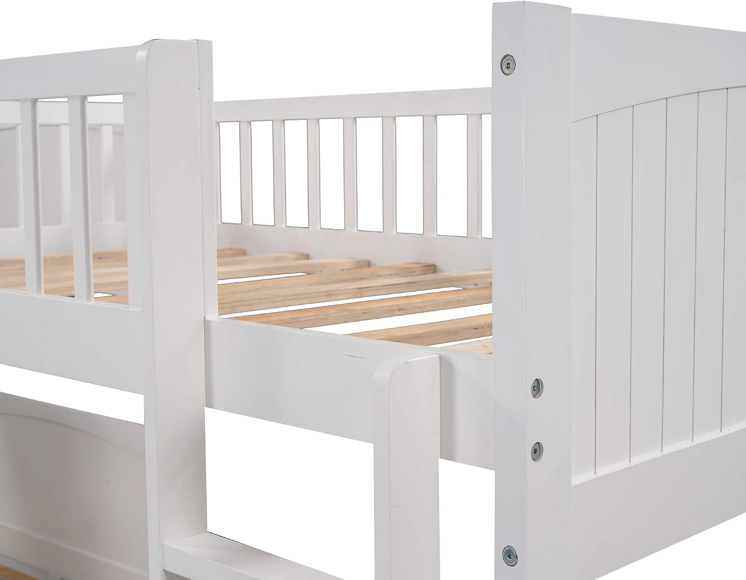 Flieks Triple Bed Twin-Over-Twin-Over-Twin Bed L Shaped Bunk Bed with 2 Drawers and 2 Ladders, No Box Spring Needed