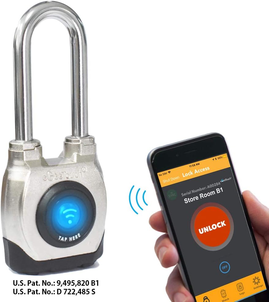 4th GEN. Outdoor Smart Padlock, Weatherproof, Bluetooth + NFC, (Long Shackle) … (12 Pack)