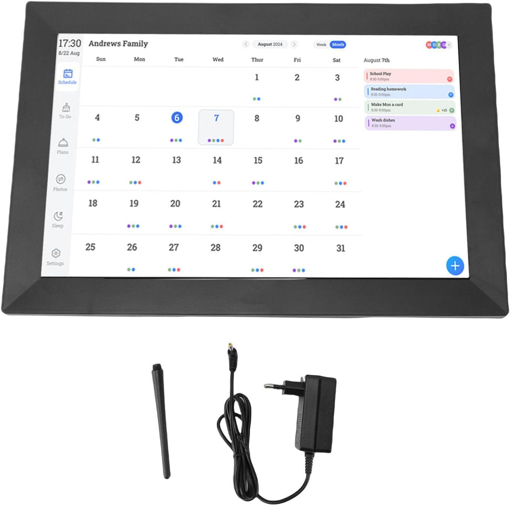 Smart Digital Calendar Electronic Calendar Frame, 13.3 Inch HD Touchscreen Display Built in Photo Frame, Multi User Sharing, WiFi, AI Features, Family Planner, Chore Tracker (US Plug)