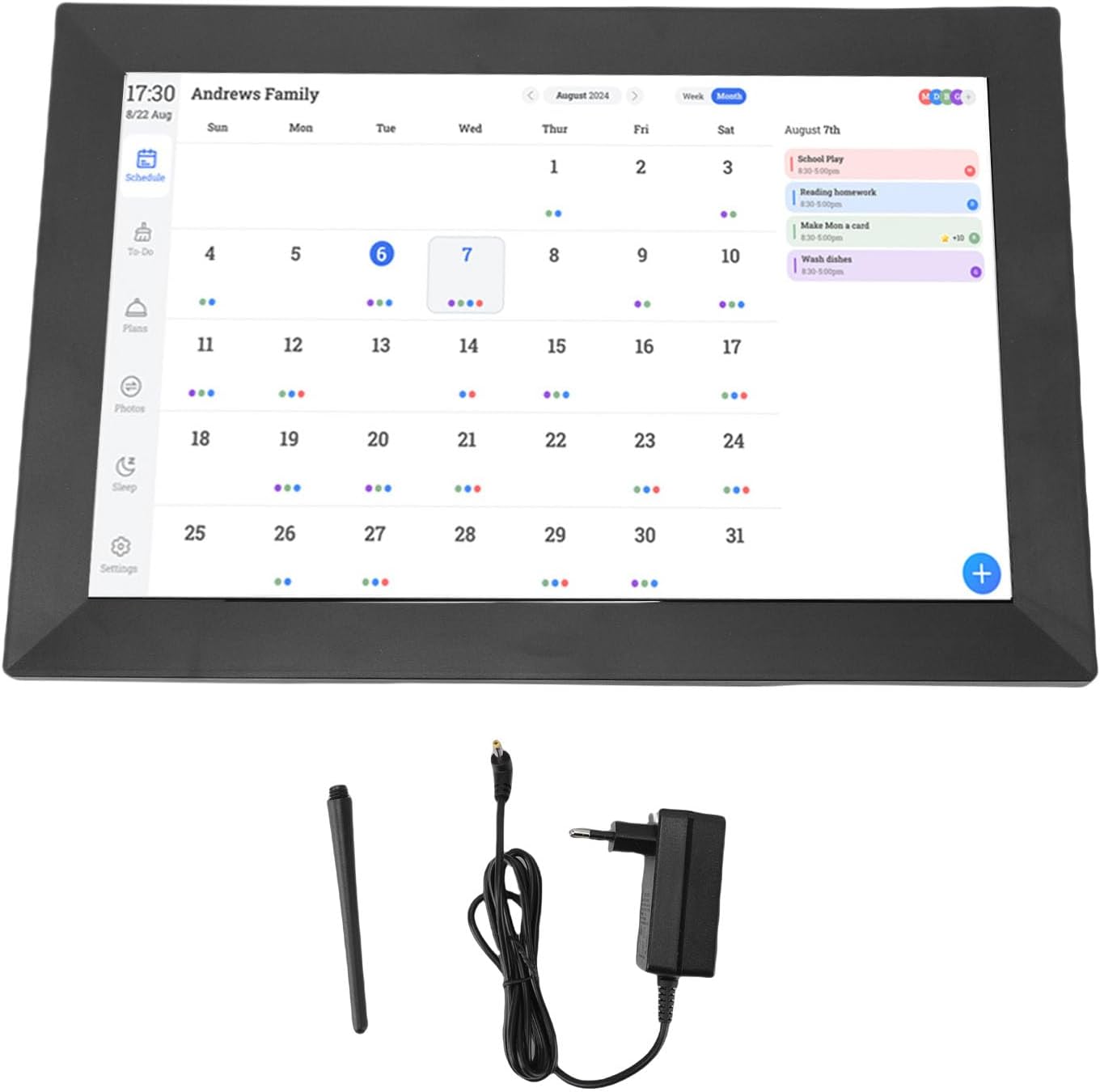 Smart Digital Calendar Electronic Calendar Frame, 13.3 Inch HD Touchscreen Display Built in Photo Frame, Multi User Sharing, WiFi, AI Features, Family Planner, Chore Tracker (US Plug)