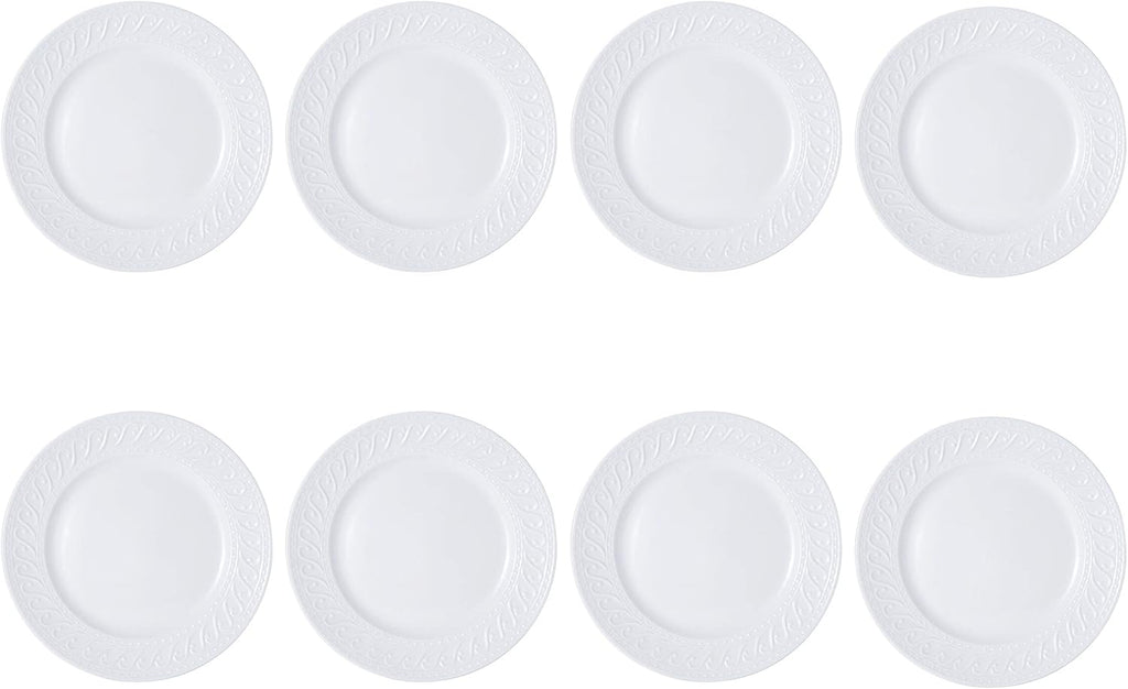 Pfaltzgraff Sylvia 32-Piece White Dinnerware Set, Service for 8, Durable Stoneware Plates, Bowls, and Mugs, Microwave and Dishwasher Safe
