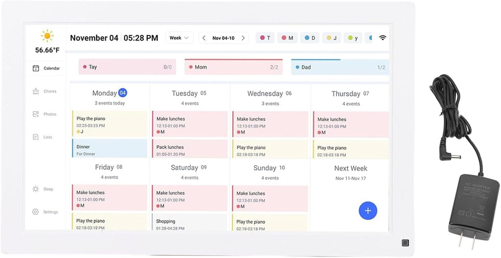 Zunate 15.6 Inch Smart Touchscreen Wall Calendar Planner,Interactive Digital Display with Chore Chart,Photo Frame App Control, 32GB Storage,1080P for Family Schedules (US Plug)