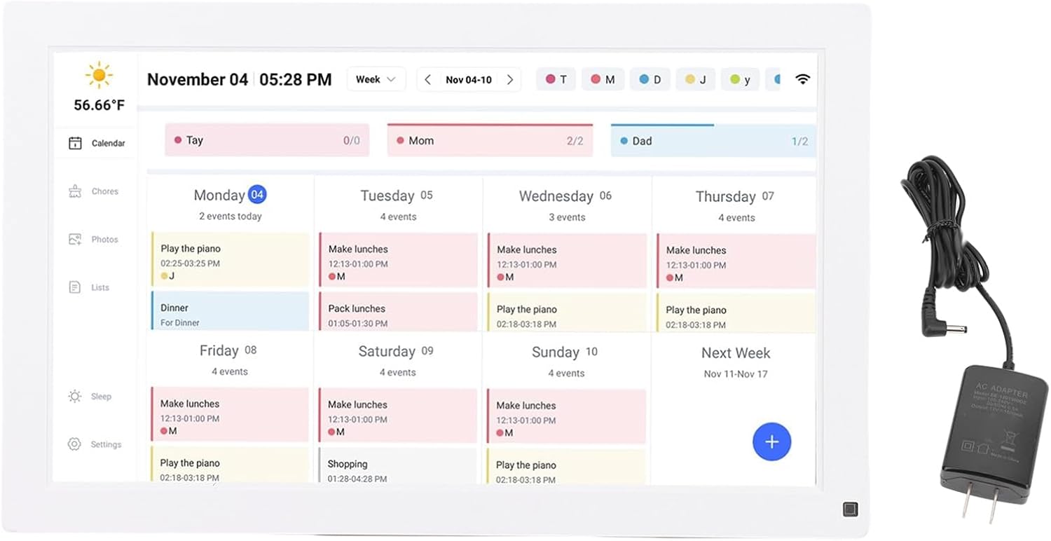 Zunate 15.6 Inch Smart Touchscreen Wall Calendar Planner,Interactive Digital Display with Chore Chart,Photo Frame App Control, 32GB Storage,1080P for Family Schedules (US Plug)