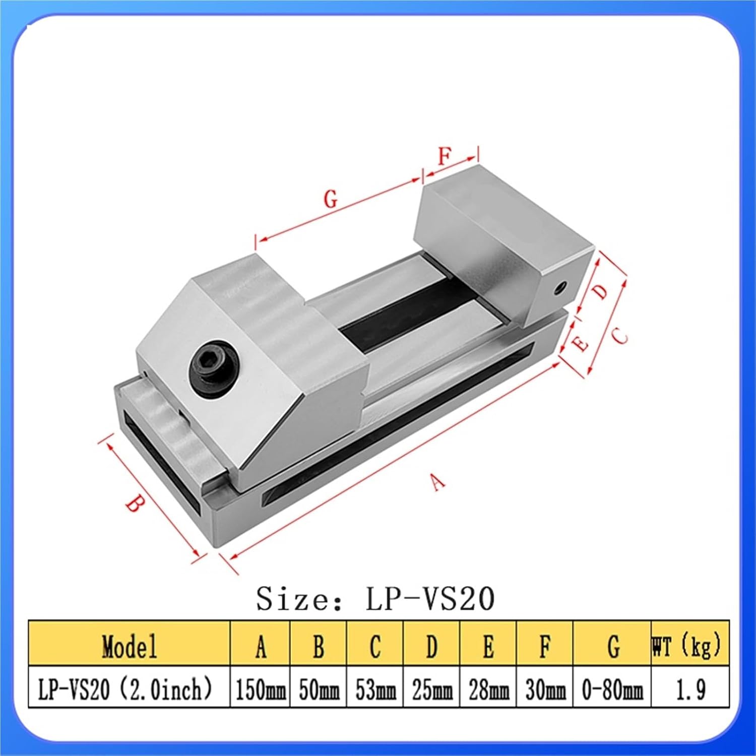 2.0 Inch Fast Moving Vise Machine Vise, Premium Precision Grinding Vise, Hardened Surfaces