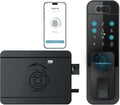 Smart Latch Door Lock with Face Recognition & Doorbell, 7-in-1 Keyless Entry, Palm Vein, Fingerprint, Password, IC Card, Key, Tuya App Control, Auto-Lock, Touchscreen Keypad, Black