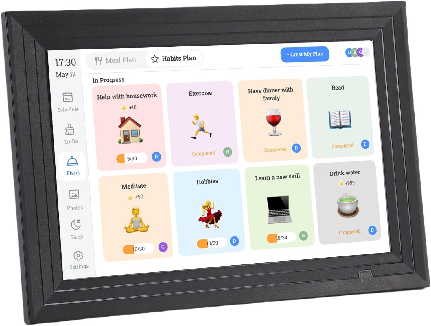 Zerodis Smart Digital Calendar, Wall Calendars Frame Desk Chore Chart Touchscreen Interactive Display for Family Schedules with Meal Planner Picture Frame Lists Smart Digital