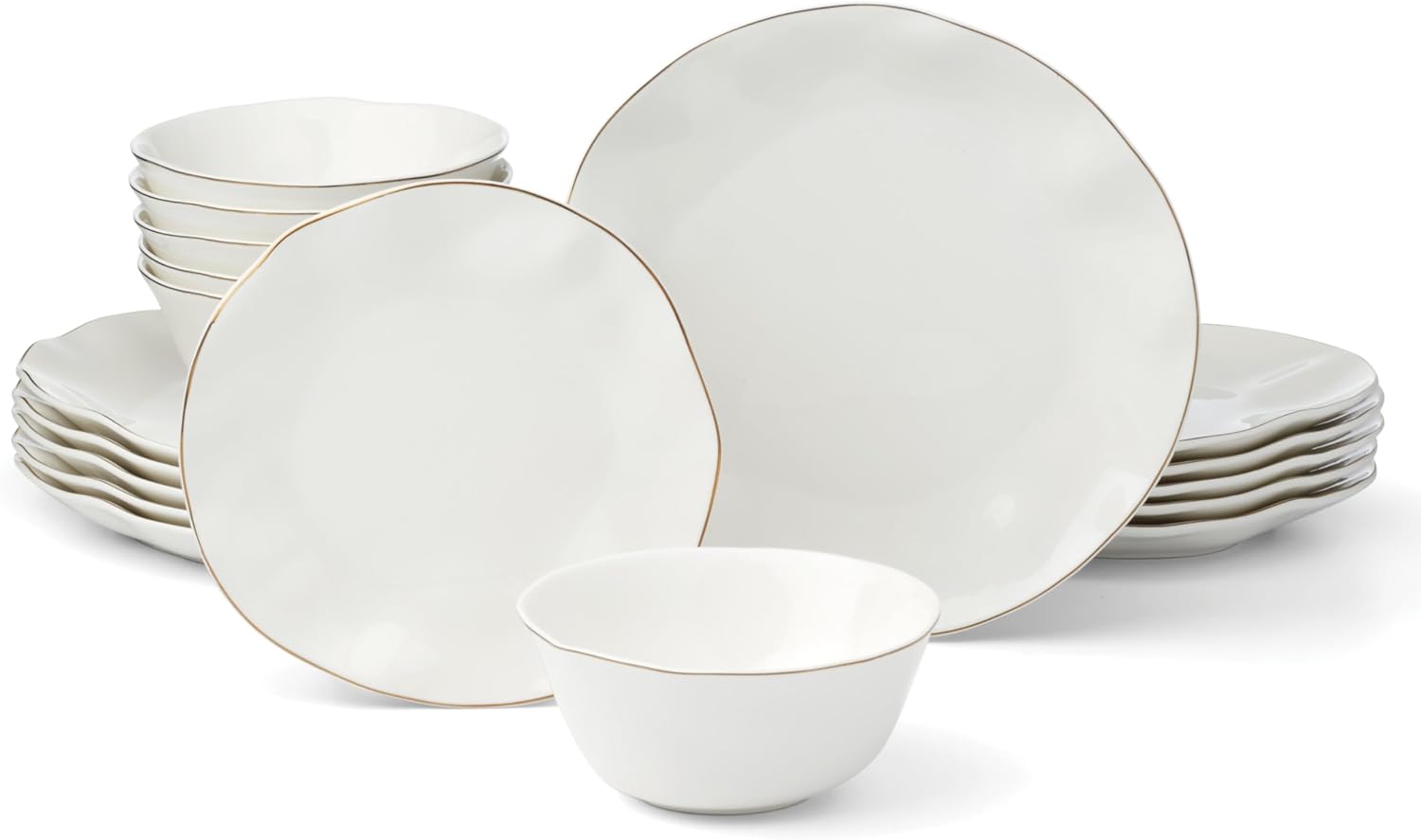 Lenox Dinnerware Sets, Blue Bay White 18-Piece Dinnerware Set, Service For 6, Porcelain Material, Dishwasher Safe, Microwave Safe, Bowls, Plates And Bowls, Dinner Dishes, Plates (White, 18 Piece)