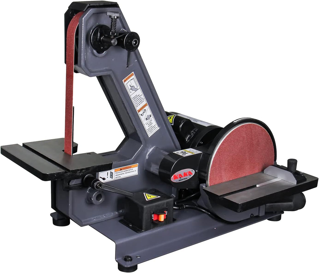 Benchtop Belt Disc Sander, 1x42 Belt, 8in Disc, 1/3 HP, KAKA BTM-200 | Compact belt and disc sanding