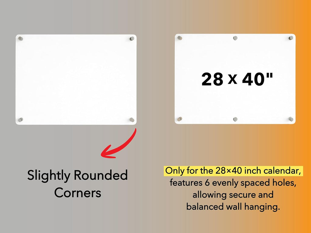 Oversize Acrylic Premium Calendar for Wall - Home Office Monthly Glass - Customizable Thick Clear Dry Erase Board - Calendar 2026 Dry Erase Planner (40x28'' (XLarge))