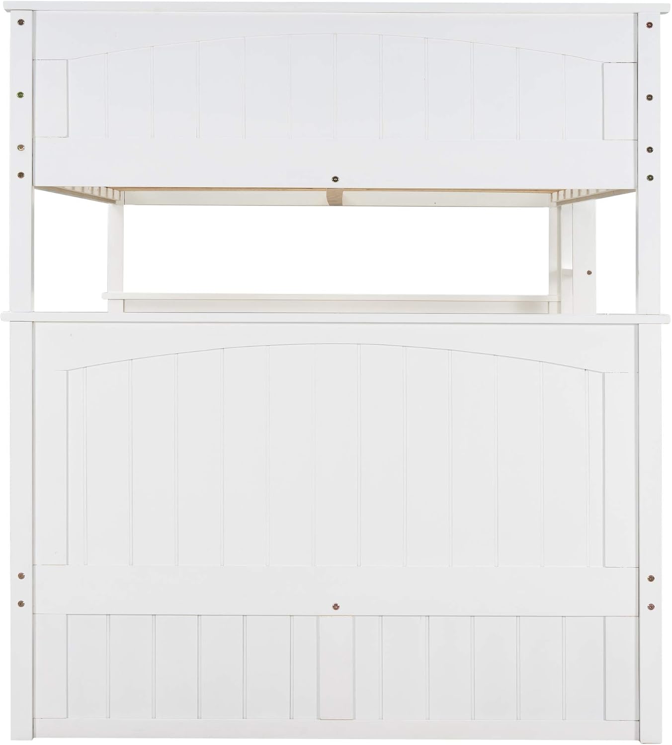 SOFTSEA Full Over Full Bunk Bed with Trundle for 3, Wood Bunk Beds with Trundle for Kids Teens, Divided Into Two Separate Full Beds, Space Saving, No Box Spring Needed, White