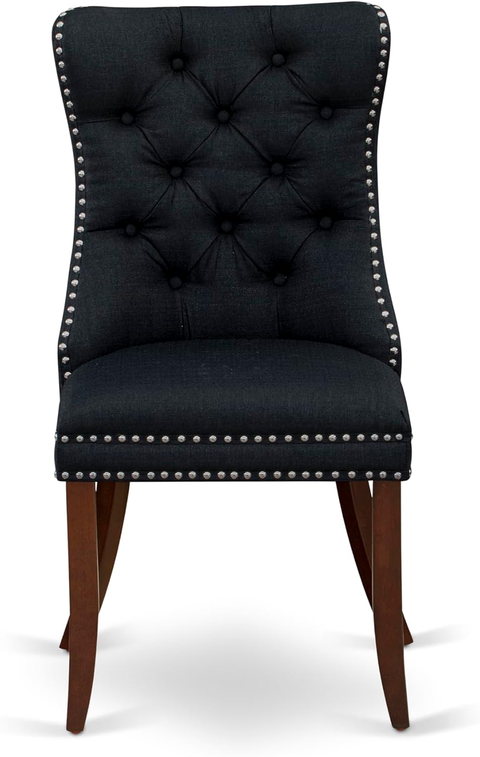 East West Furniture HLDA3-MAH-24 3 Piece Dining Room Furniture Set Includes a Round Wooden Table with Pedestal and 2 Polyester Fabric Upholstered Chairs, 42x42 Inch, Mahogany