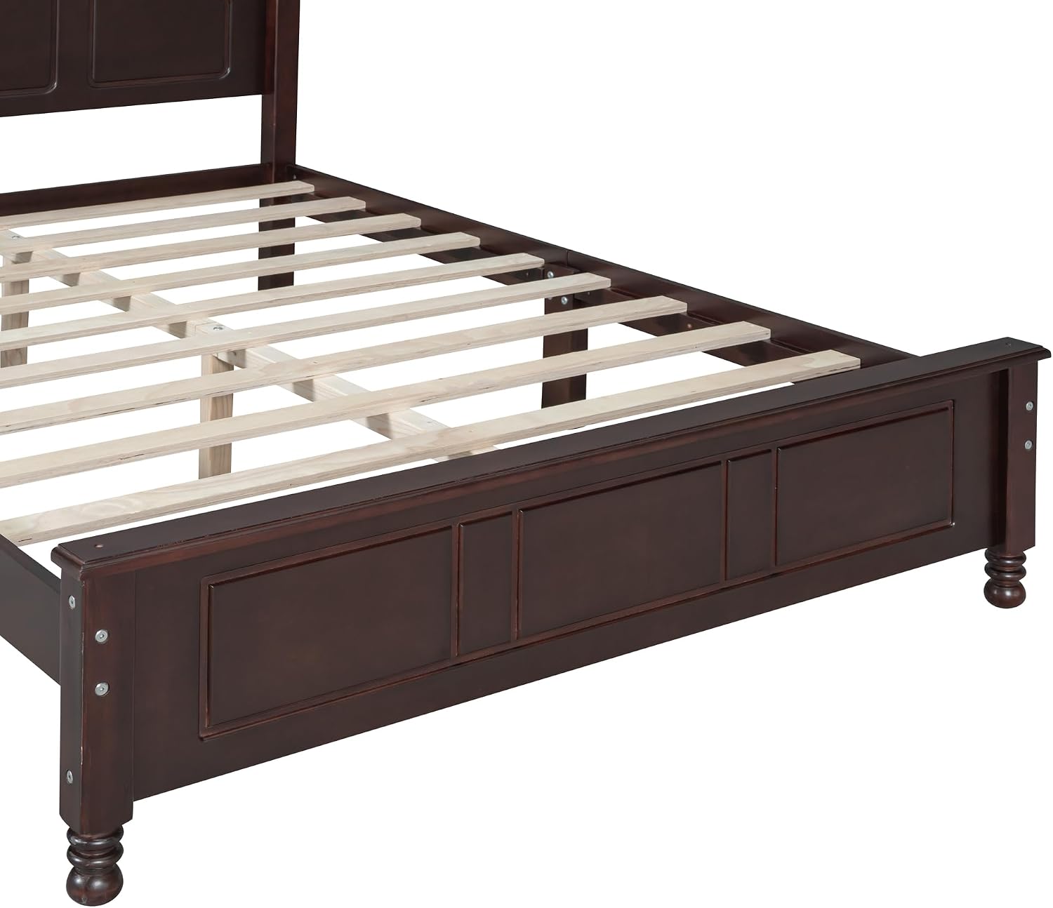 JIVOIT Wood Full Bed Frame with Headboard and Footboard, Retro Style Platform Bed with Wooden Slat Support, Solid Wood Foundation, Full Size Wooden Bed Frame