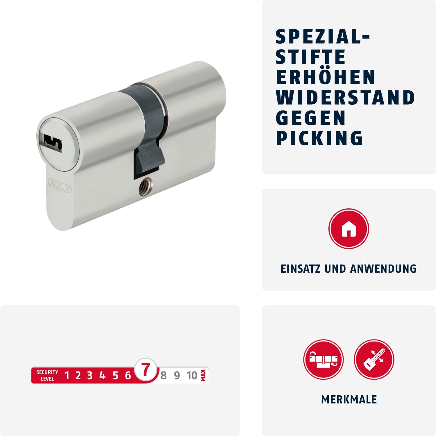 ABUS Profile Cylinder Lock D6XNP 40/40 B/SB with Keycard and 5 Keys, 483028