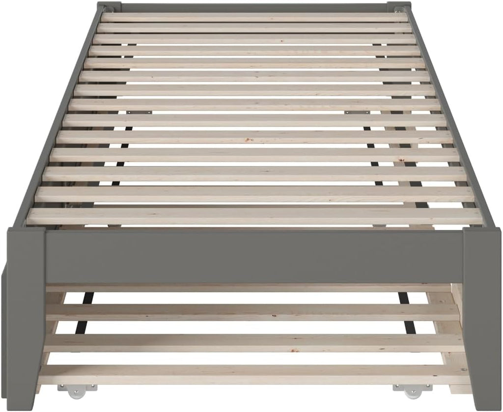 AFI Colorado Twin XL Size Platform Bed with Twin XL Trundle and Charging Station in Grey