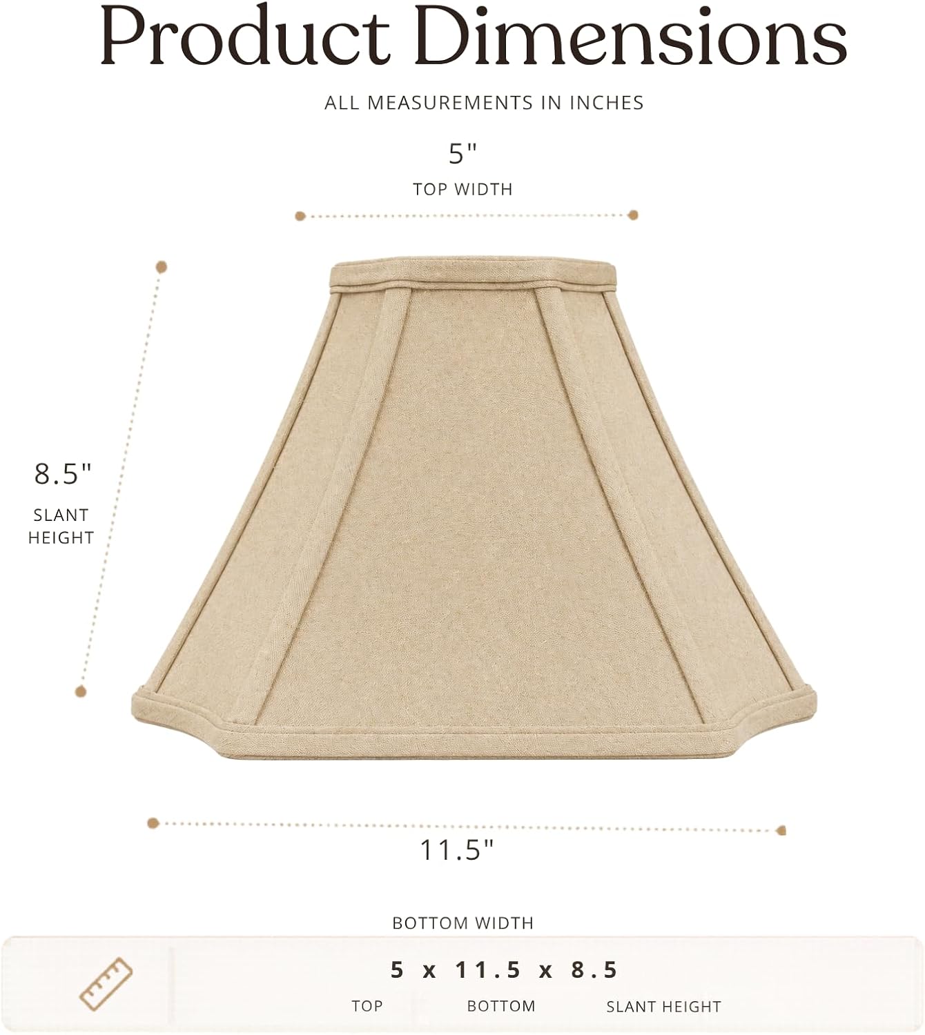 Royal Designs, Inc. BS-714-11AGL-2 Square Inverted Corner Bell Basic Lamp Shade, 5 x 11.5 x 8.5, Antique Gold, 2-Pack