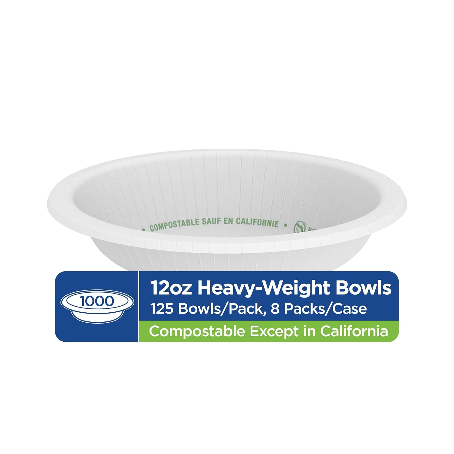 Georgia-Pacific Dixie Ultra Heavy-Weight 12 oz. Paper Bowl by GP PRO, White, SXB12W, 1,000 Count (125 Bowls Per Pack, 8 Packs Per Case)