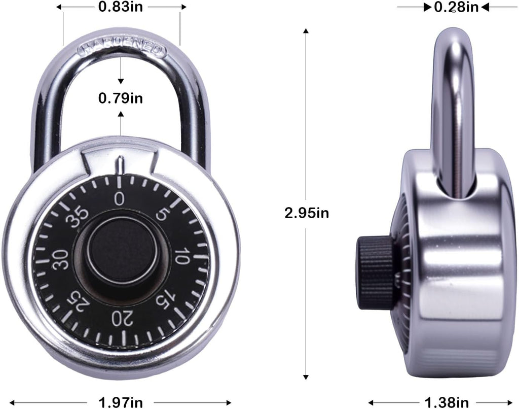 48 Pack 50 mm (2') Black Dial Combination Padlocks, Hardened Steel Shackle, Locker Keyless Combination Locks for Gym Lockers, School Lockers, Office Lockers, and Toolboxes