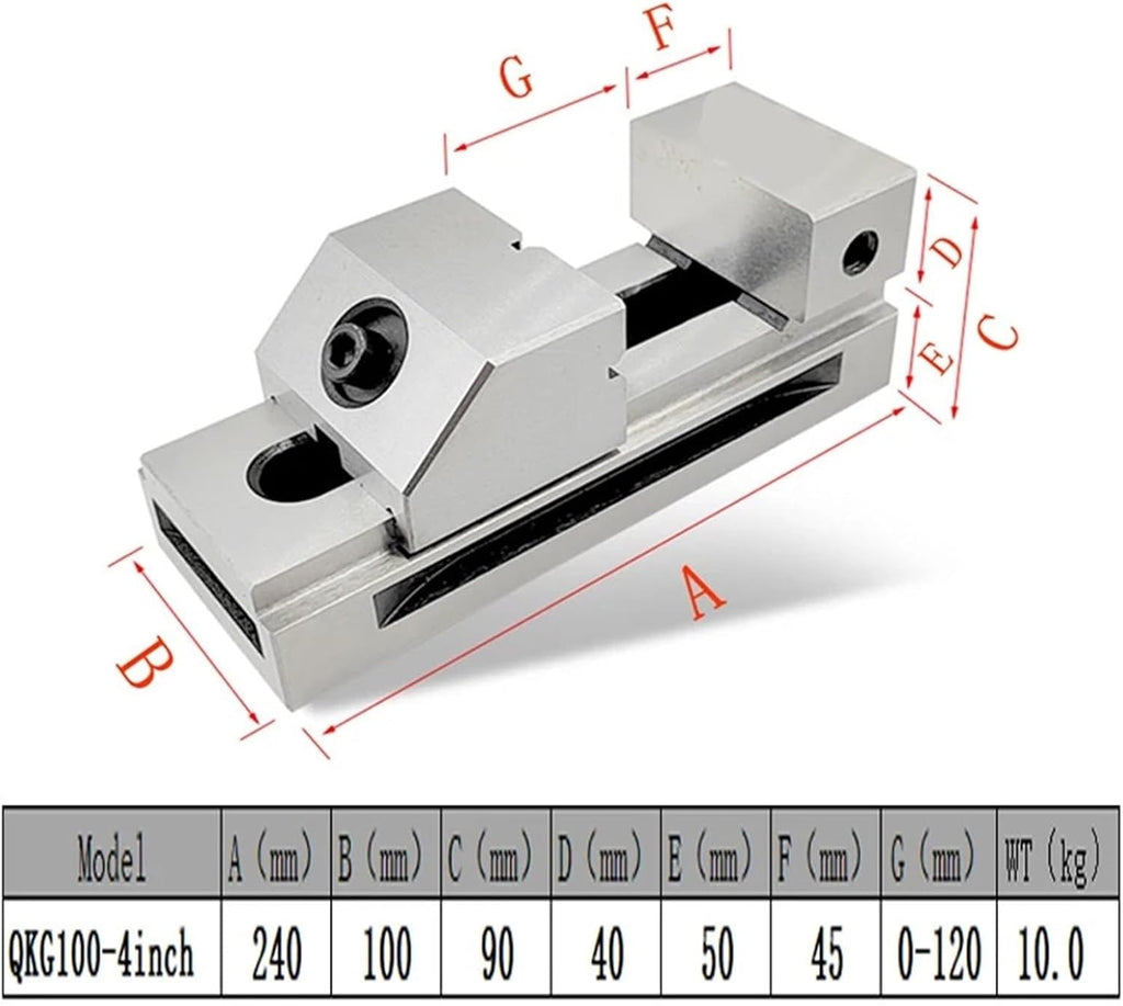 4.0 Inch Vise Machine Vise Fast Moving Vise, Premium Precision Grinding Vise, Hardened Surfaces(QKG 4.0inch)