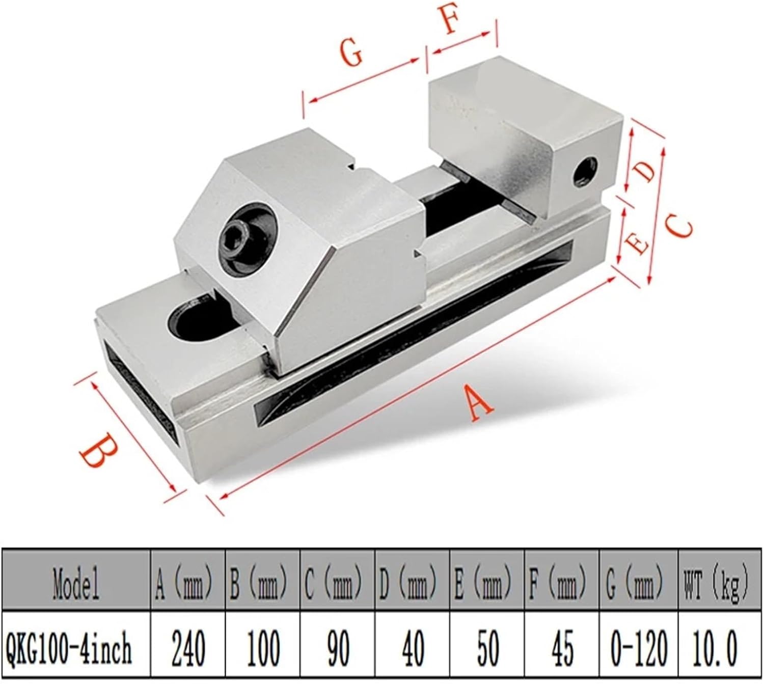 4.0 Inch Vise Machine Vise Fast Moving Vise, Premium Precision Grinding Vise, Hardened Surfaces(QKG 4.0inch)