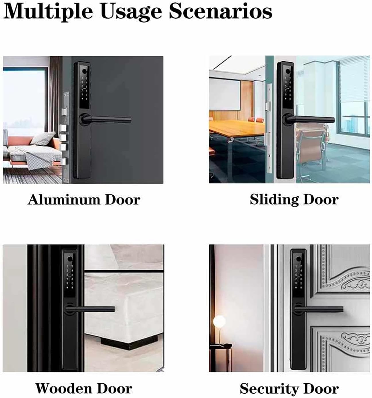 HIFAM Fingerprint Door Lock, TUYA APP Control Smart Lock Electronic Door Lock with Code Passcode Biometric Door Handle, IC Card Key Unlock
