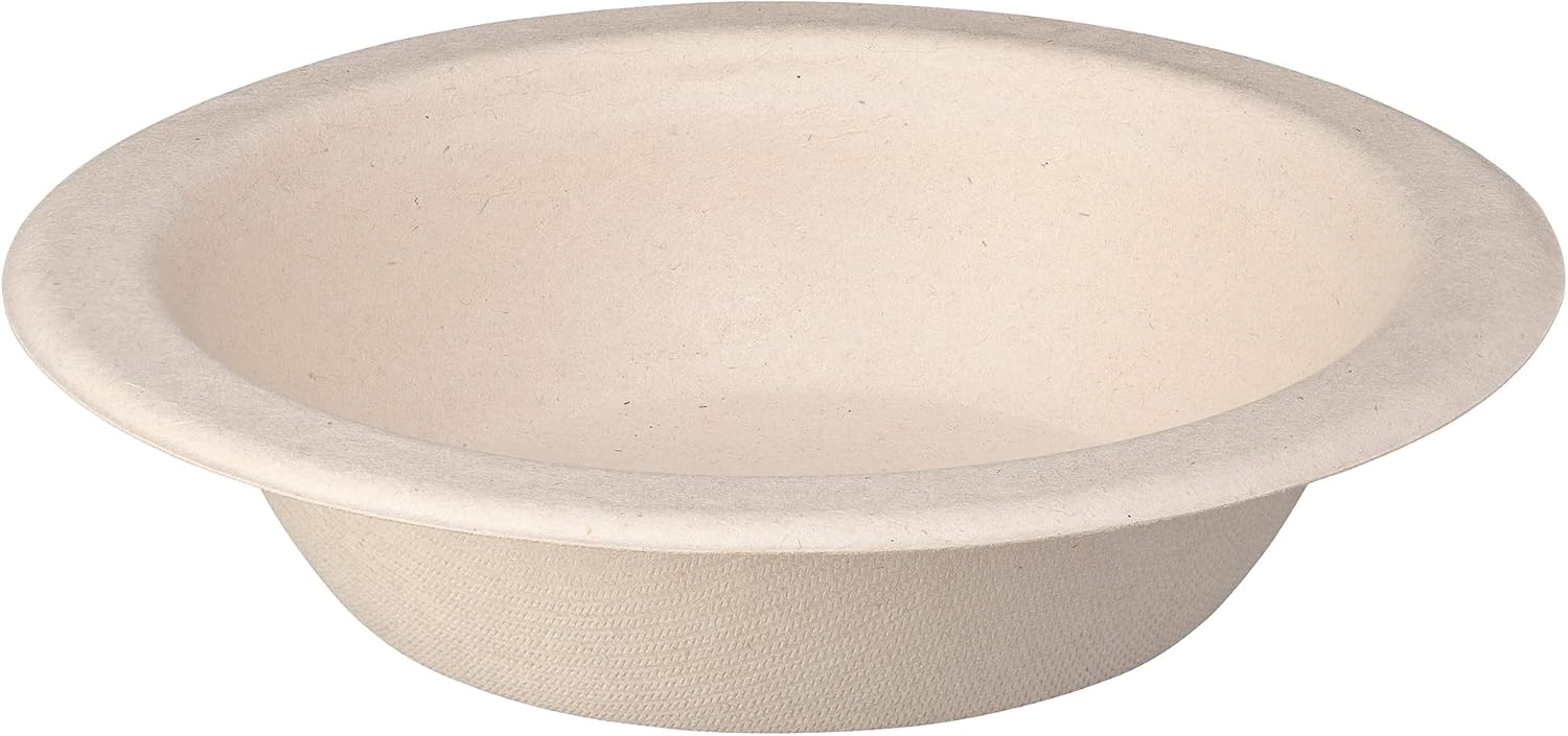 GUSTO [Case of 750 16 oz Heavy-Duty 100% Compostable Kraft Paper Soup Bowls – Eco-Friendly Disposable Sugarcane- Brown Unbleached