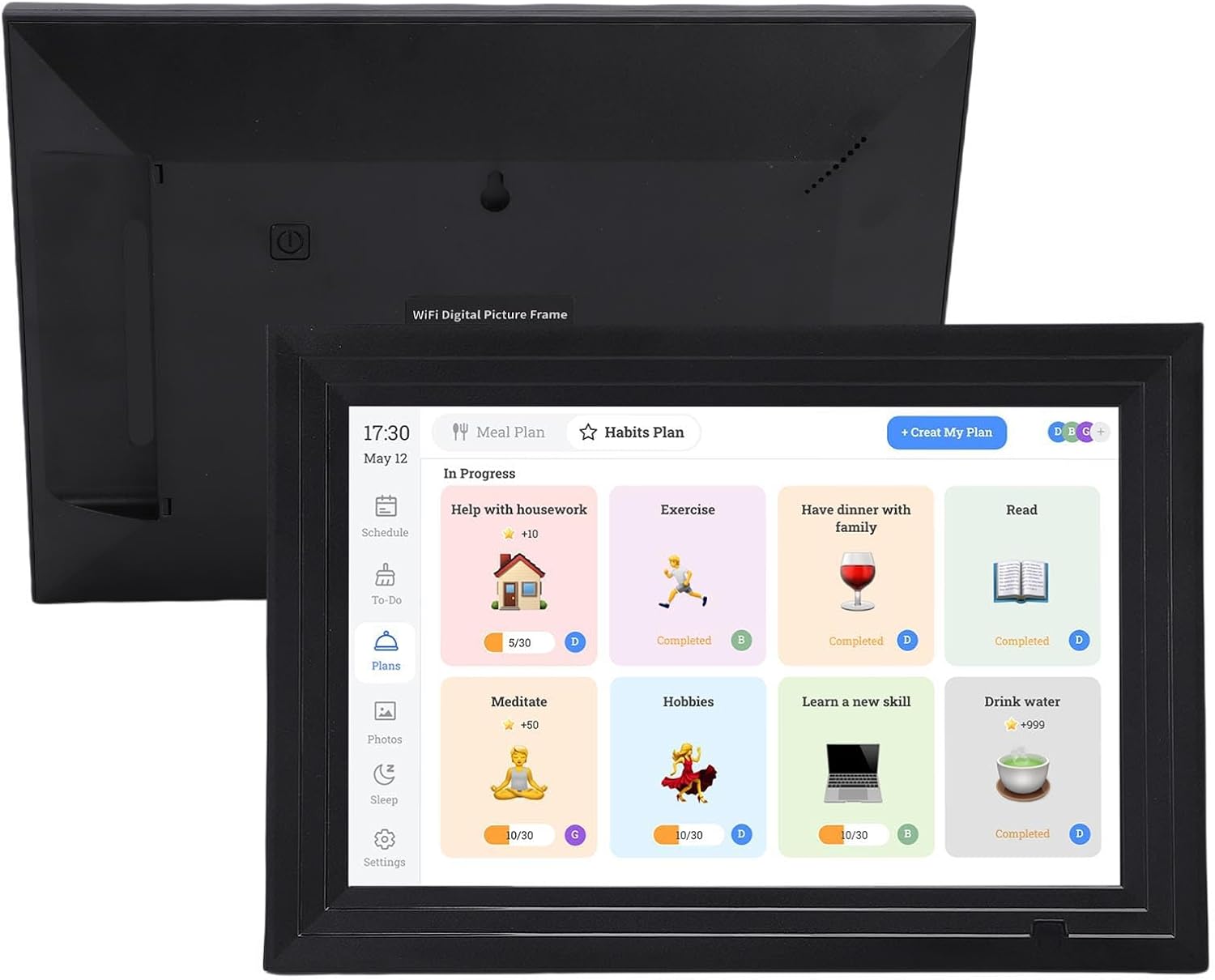 Aramox 10.1 Inch Smart Digital Calendar Touchscreen Wall Planner with AI Photo Repair Sync Family Schedule Organizer for Home Office Kids Chore Chart