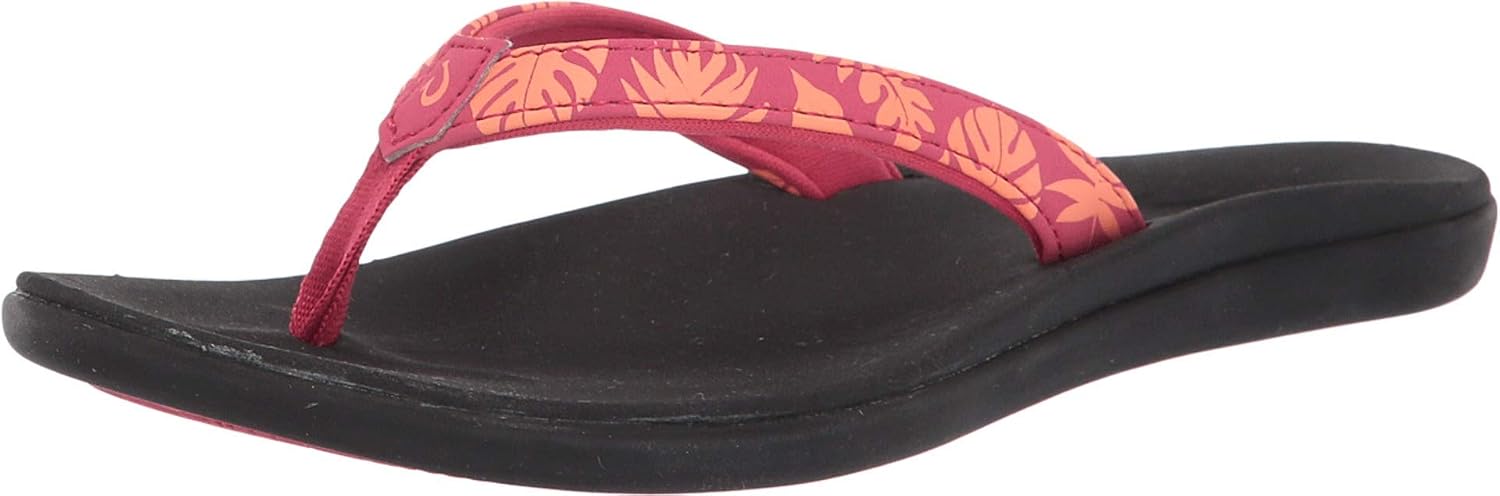 OLUKAI Ho'opio Girls' Beach Sandals, Quick-Dry Flip-Flop, Water Resistant & Cute Design, All-Day Comfort Fit