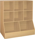 DINZI LVJ Toy Storage Organizer, Kids Bookshelf, Wood Toy Storage Cabinet, 3-Tier 8 Cubby Children Bookcase, 39.4' L Toddler Book Shelf for Playroom, Living Room, Nursery, Hallway, Classroom, Natural