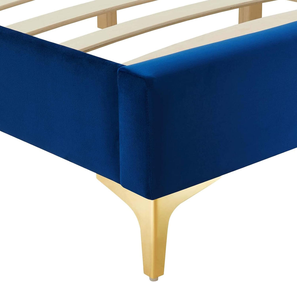 Modway MOD-6305-NAV Sutton Twin Performance Velvet Bed Frame, Navy