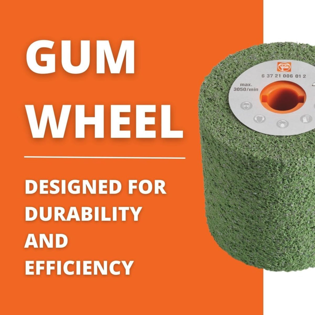 Fein Gum Wheel for Metal Finishing on WPO 14-25 E-Stainless Steel Professional Set and WPO 14-25 E - Medium, Heavy-Duty, 60 Grit, 4' x 4' Diameter, 3/4' Bore - 63721006012