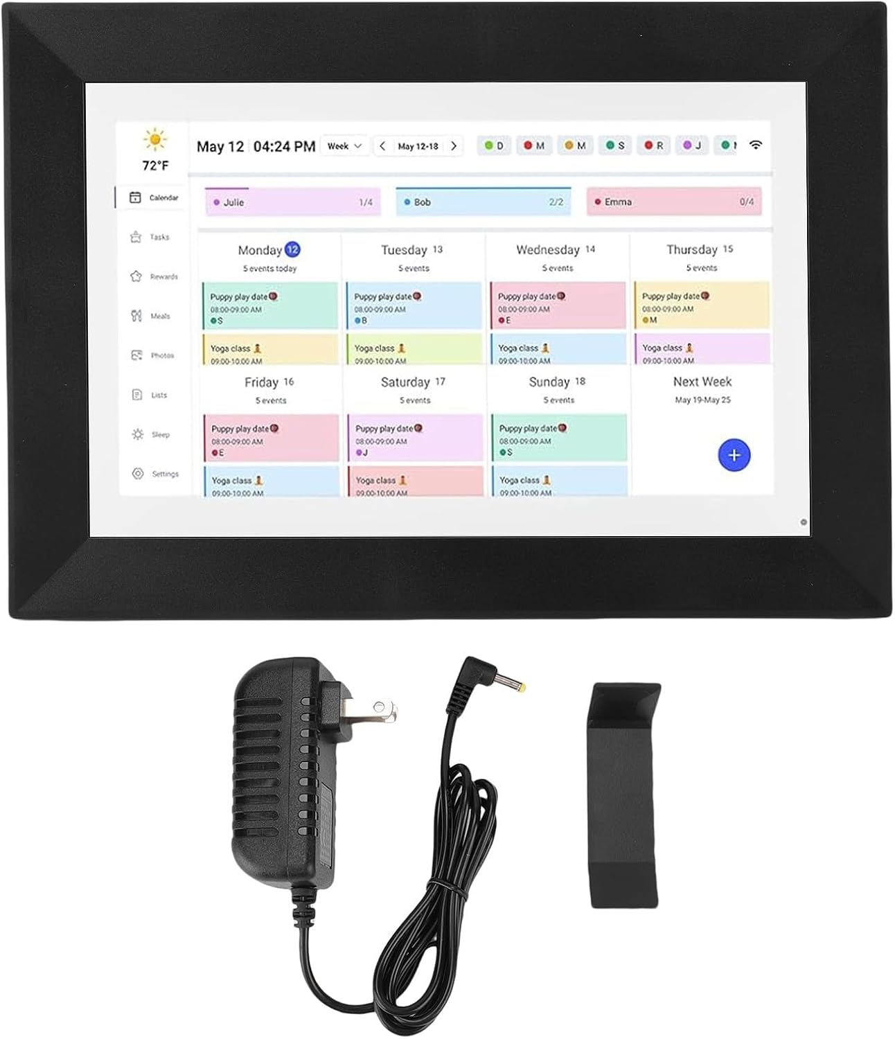 Alomejor 10.0 Inch Smart Digital Calendar, WiFi Touchscreen Family Planner with Sync Schedules Meal Plans Housework Tracking, for Home Office Wall Mount Photo Frame (US Plug)