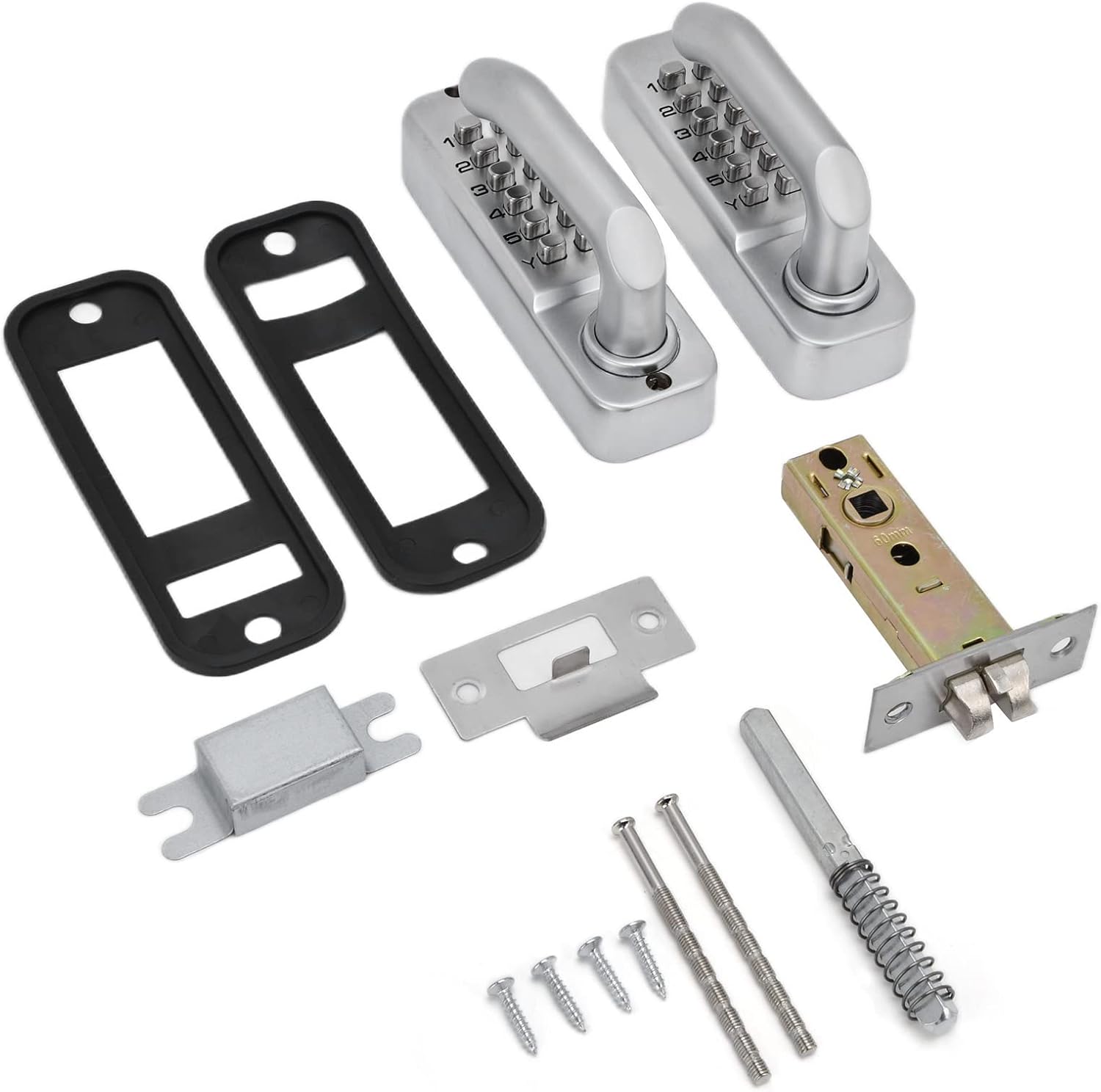 Double Sided Keyless Door Lock with Handle, Double Keypad Door Lock, Mechanical Keypad Door Lock Sunsn Waterproof Digital keyless Gate Locks for Outdoor Fences