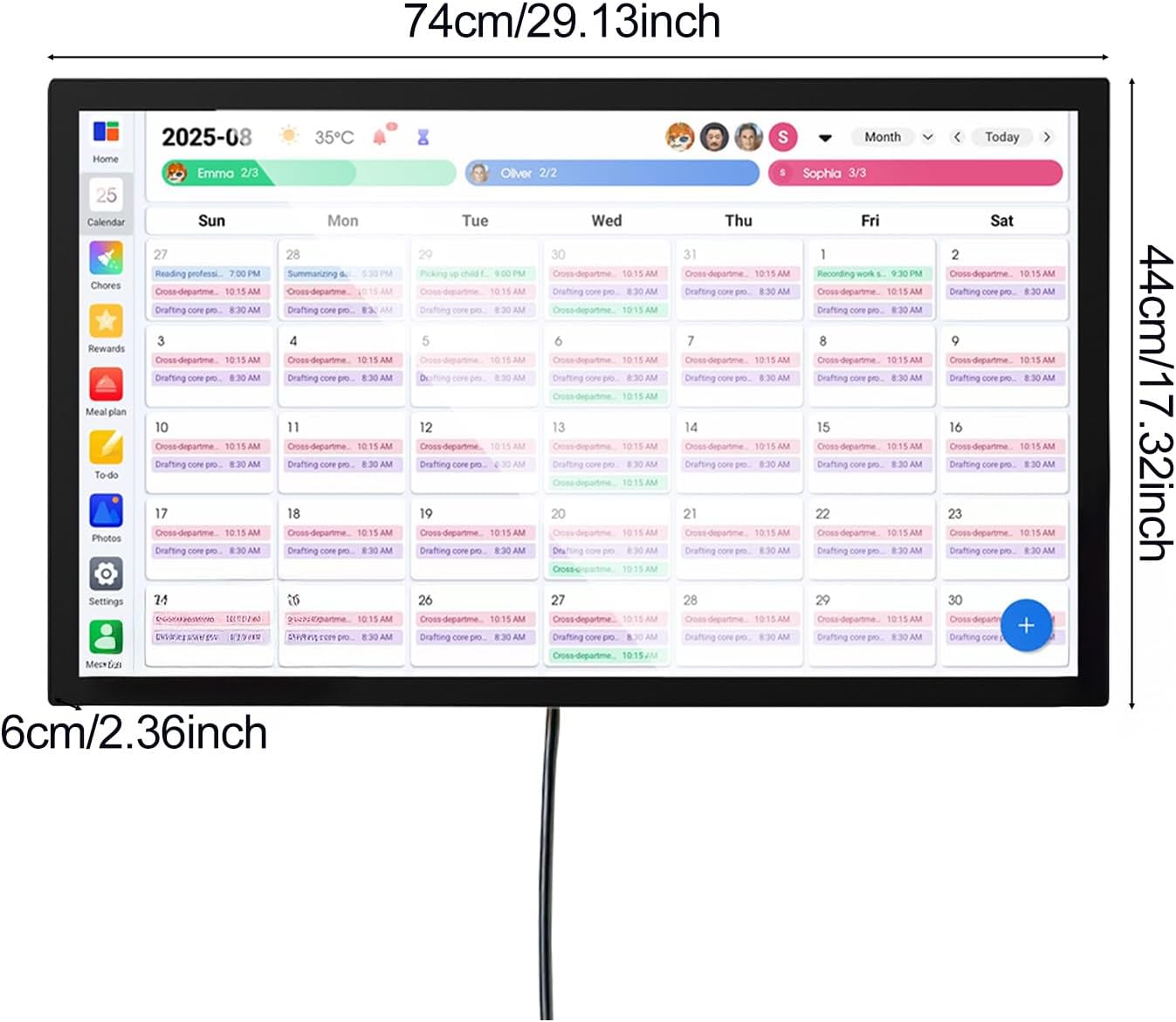 32' Smart Calendar Electronic Calendar, Digital Calendar Wall Touch Screen, Smart Touchscreen Interactive Display, Planner & Chore Chart for Home Office, Meal Plans & Family Organizer