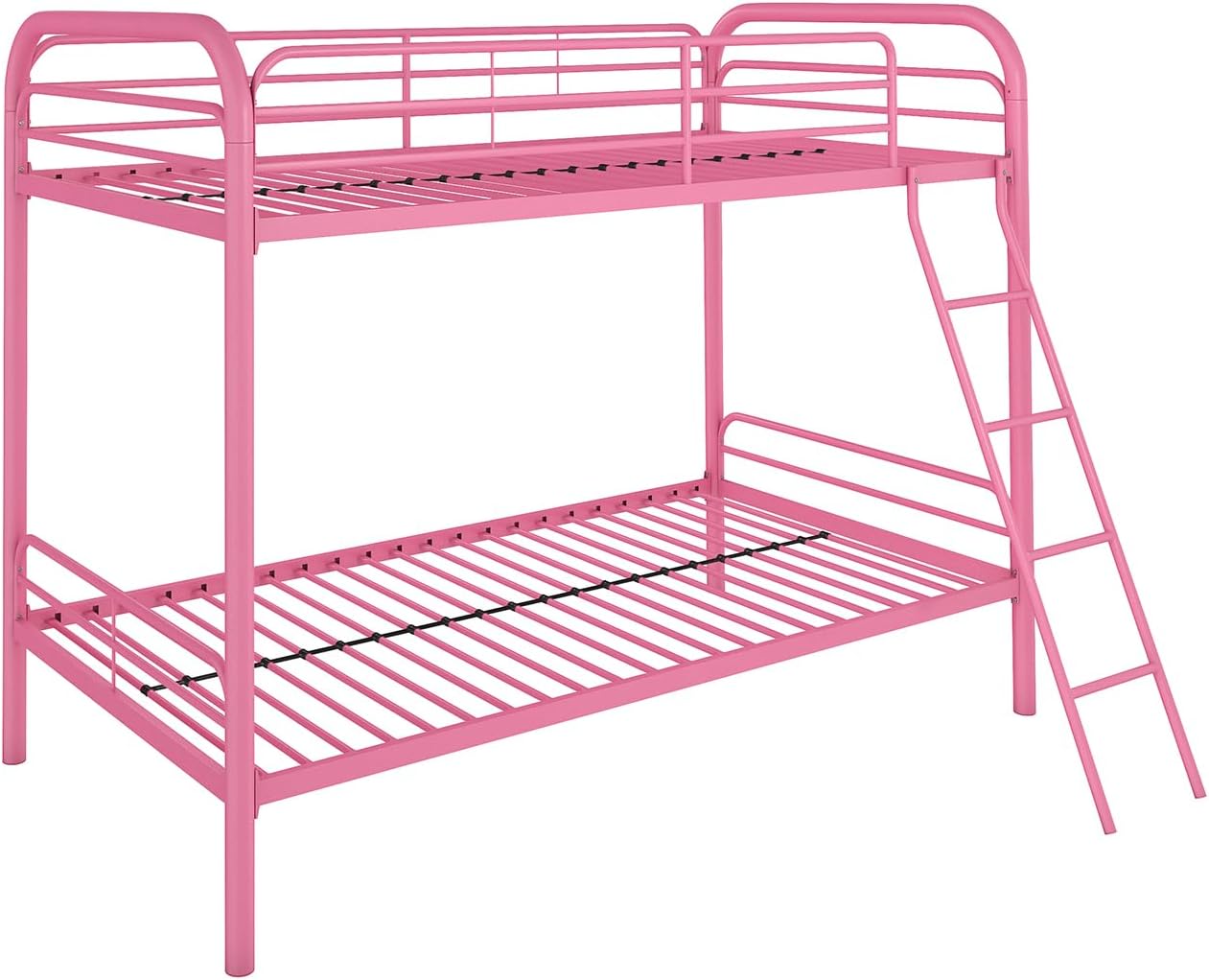 DHP Dusty Twin over Twin Metal Bunk Bed with Secured Ladder, Pink