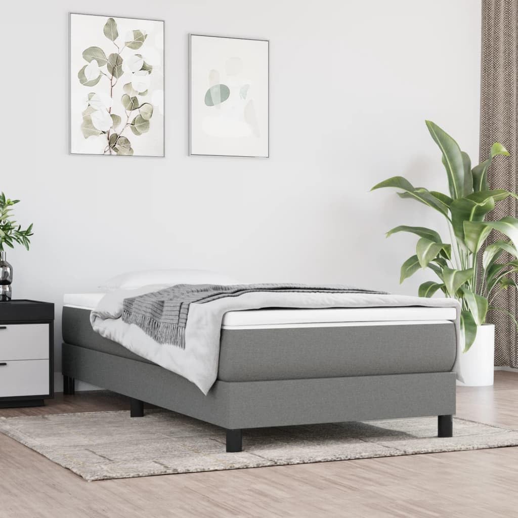 Twin XL Fabric Bed Frame in Dark Grey with Breathable Material and Durable Engineered Wood Construction for Modern Bedrooms