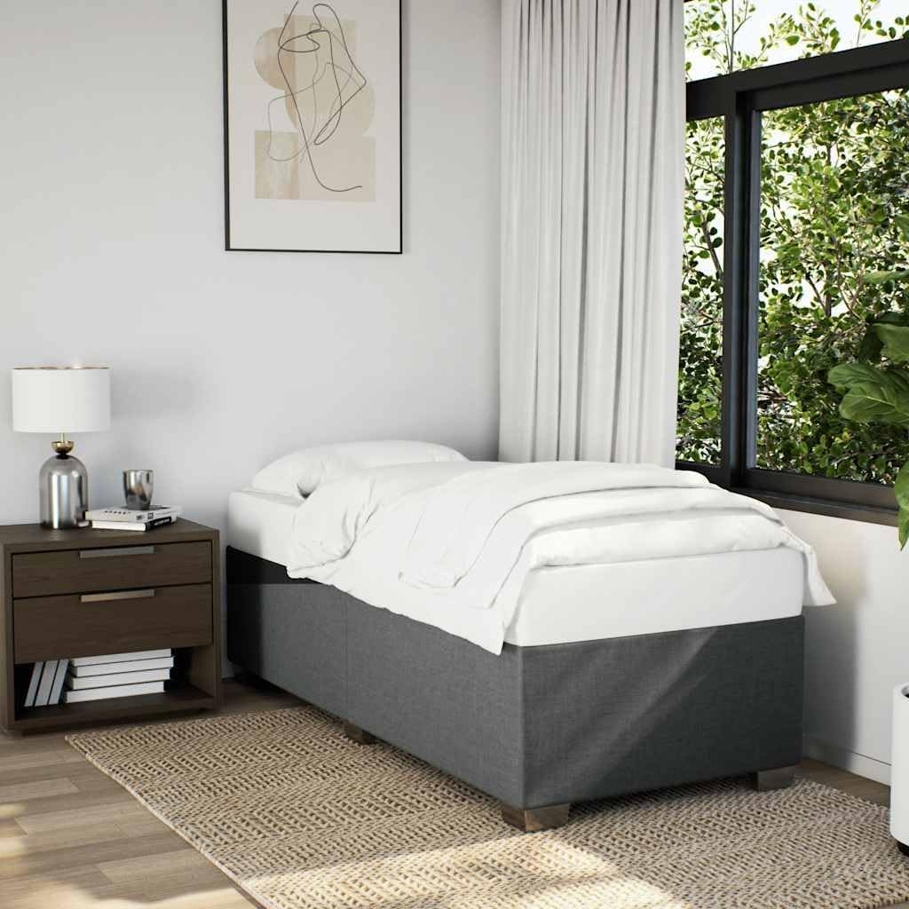 Dark Gray Polyester Twin XL Bed Frame with Plywood and Engineered Wood, Modern Minimalist Design with Breathable Fabric Upholstery for Sturdy Support and Easy Assembly,