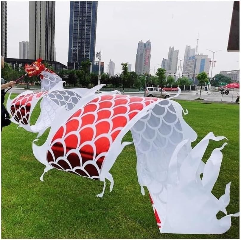 Chinese New Year Decorations Dance Lion Props Streamer Chinese New Year Silk Dragon Traditional Outdoor Dragon Fitness Ribbon Spring Festival Party Supplies(B,8m)