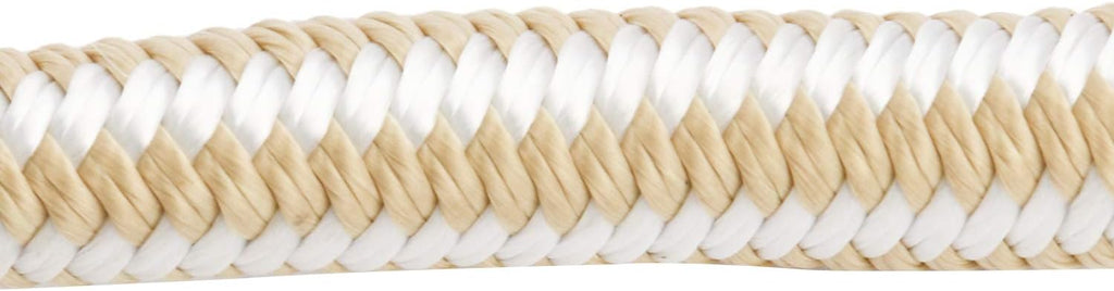 NovelBee 1/2 Inch X 600 Feet Double Braid Nylon Anchor Line with Stainless Steel Thimble and Wood Chuck (White/Gold)