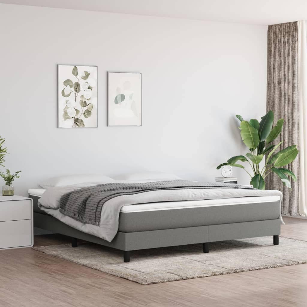 Dark Grey King Size Fabric Bed Frame with Sturdy Engineered Wood and Breathable Polyester Upholstery for Modern Bedroom, Durable Construction and Easy Maintenance