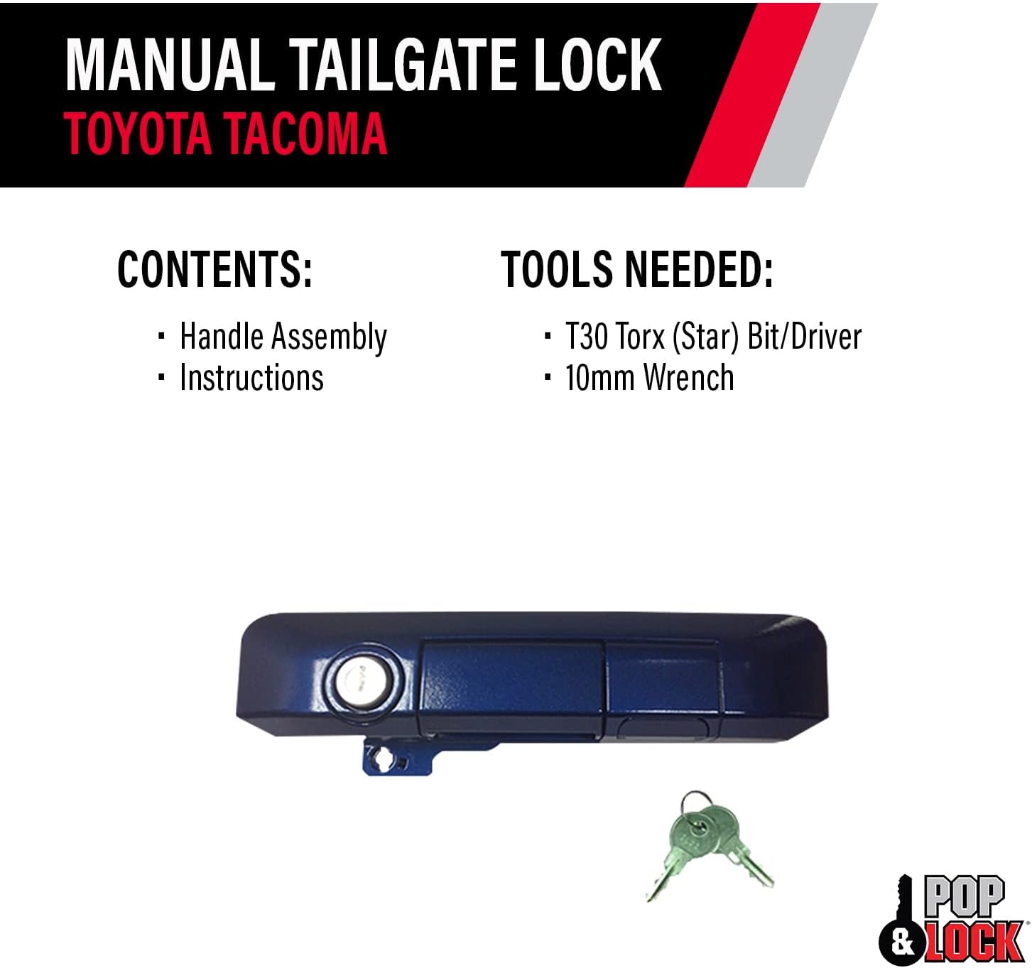 Pop & Lock PL5512 Blue Ribbon Metallic Manual Tailgate Lock for Toyota Tacoma (Standard Lock)