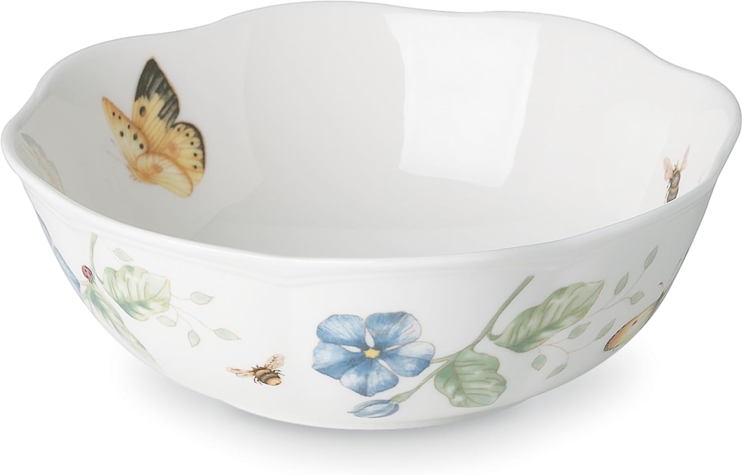 Lenox Dinnerware Sets, Butterfly Meadow 4-Piece All-Purpose Bowls Set, 20 Oz Capacity, 2.3 x 6.25-Inch, Service For 4, Porcelain Bowls, Microwave And Dishwasher Safe, Dishes (White, 4 Pieces)