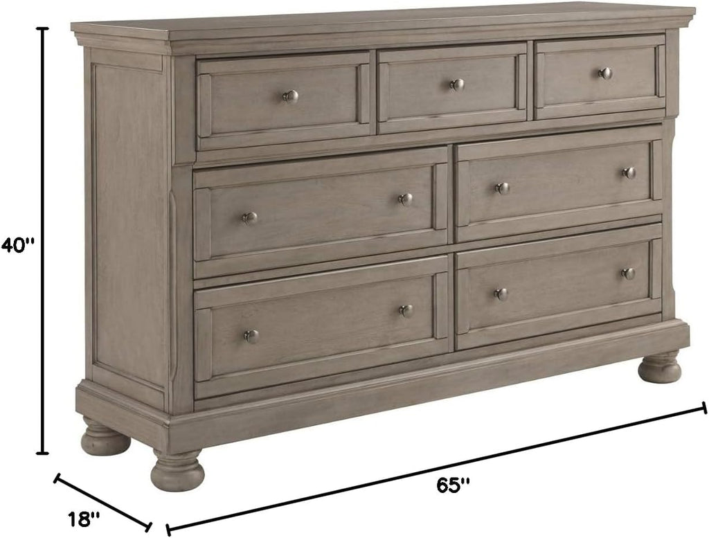 Signature Design by Ashley Lettner Modern Traditional 7 Drawer Dresser, Light Gray