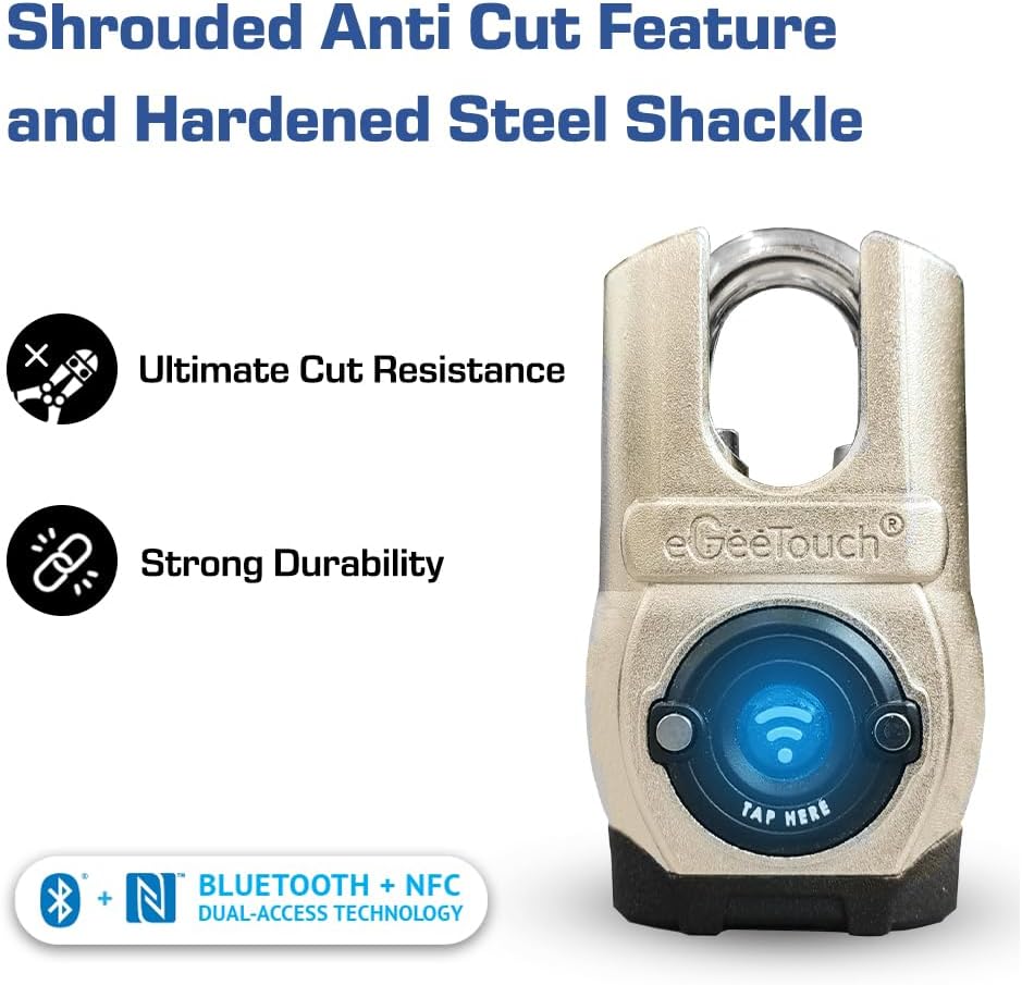 5th GEN Outdoor Smart Padlock – (Single, Anti-Cut Design) Keyless Bluetooth & NFC Lock, Heavy-Duty Weatherproof Security for Gates, Sheds, and Bikes - Smart App Control & Enhanced Protection