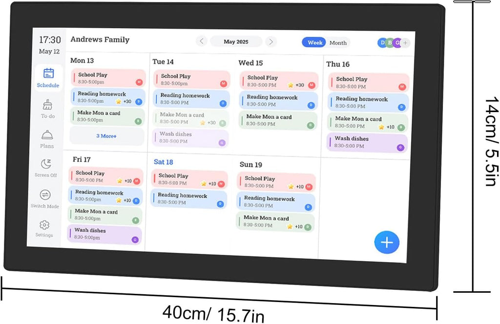 Fockety 15.6 inch Digital Calendar & Chore Chart, 1080P Full HD Touchscreen Interactive Display, Wall & Desk Mount Electronic Calendar, Smart Family Planner for Family Schedules (US Plug)